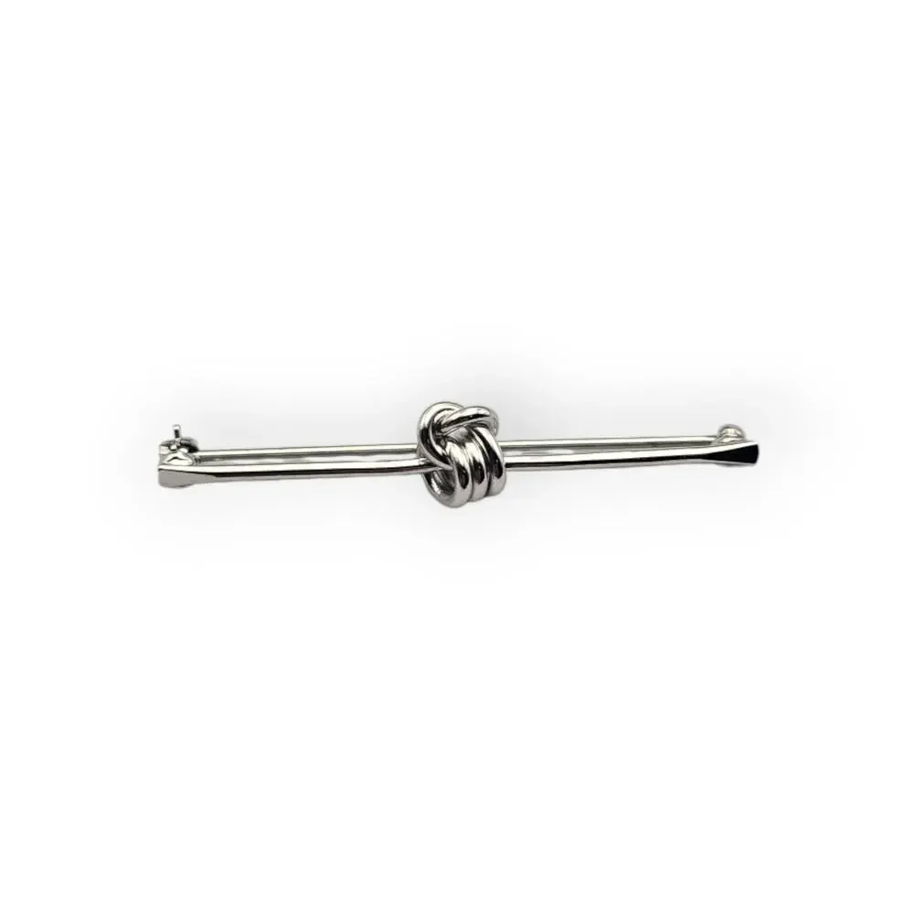 Monet Love Knot Bar Brooch Silver Tone Vintage Minimalist Classic Chic